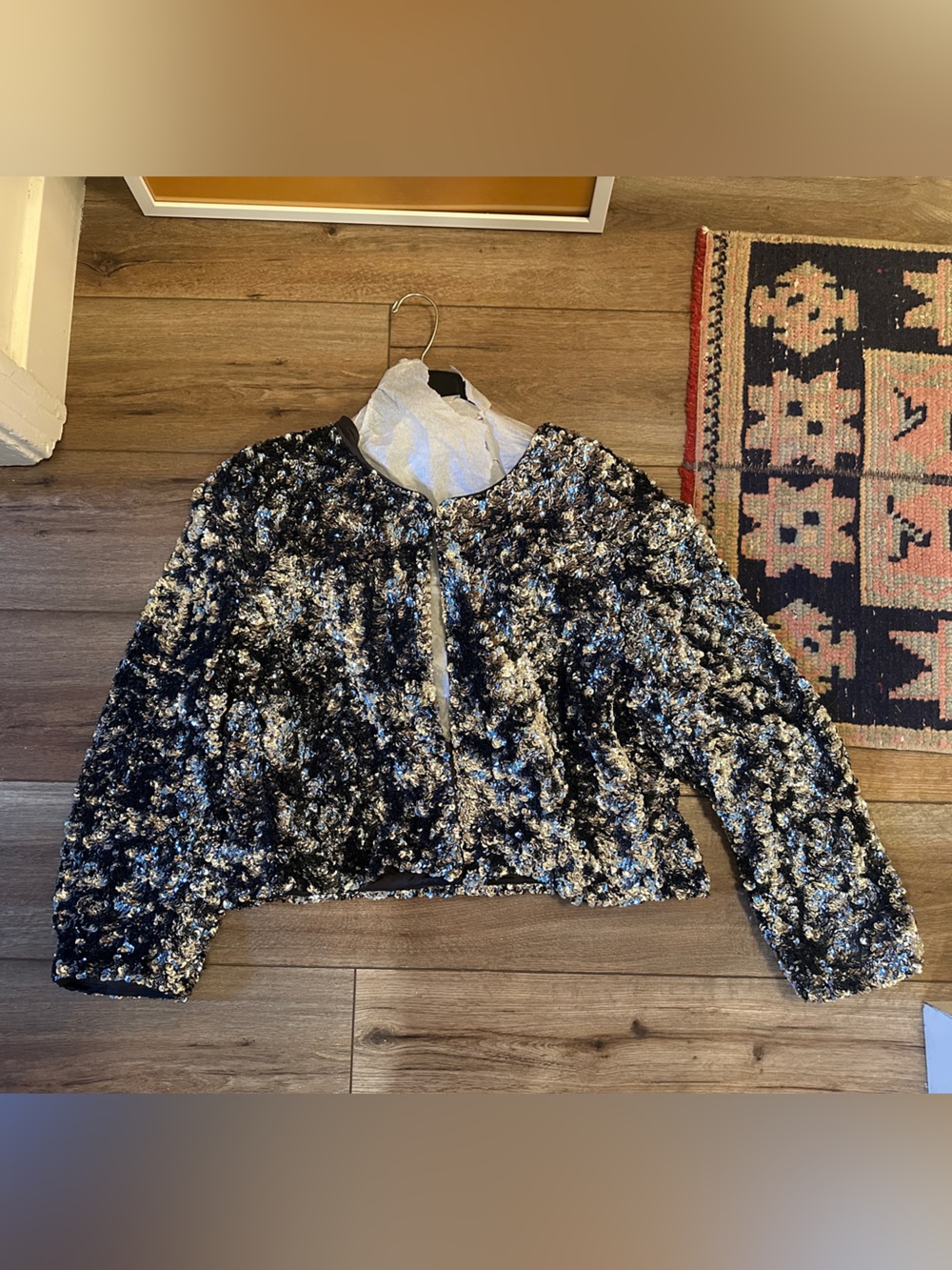 J. Crew Collection Silver Sequin Cropped Jacket NWT - Picture 3 of 11
